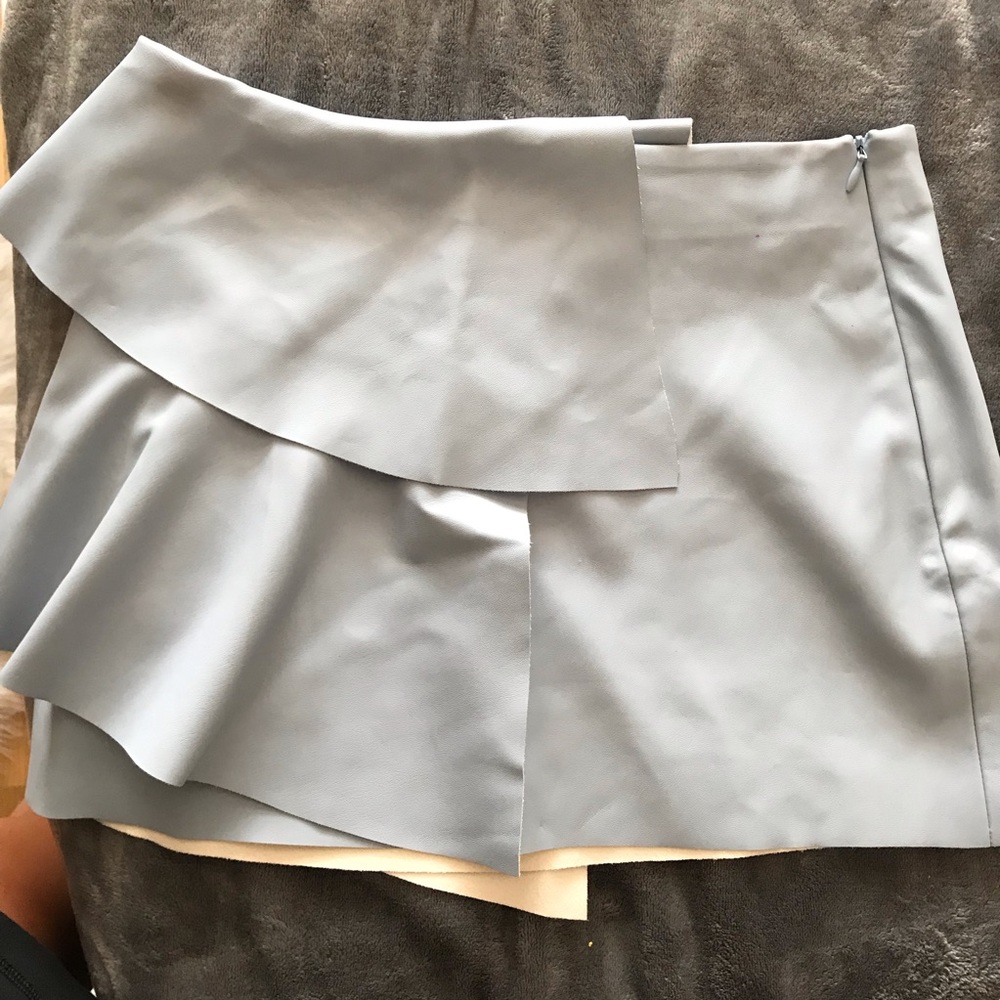 blue leather skirt